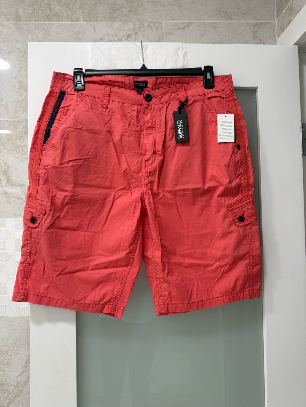 Buffalo David Bitton Men's Coral-Red Cargo Shorts